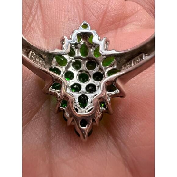 Chrome diopside sterling silver cocktail ring size 8 - Picture 5 of 16